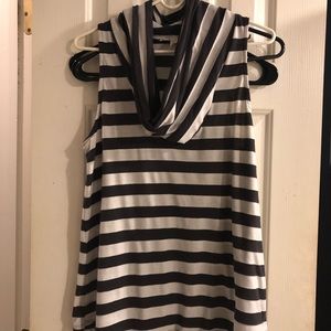 Gray and White Cowl Neck Tank